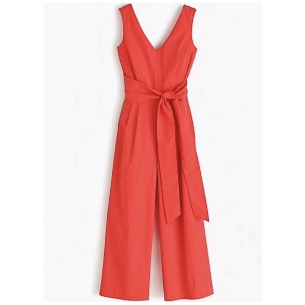J Crew Womens Red Sleeveless Wide‎ Leg Jumpsuit Red Size 16
